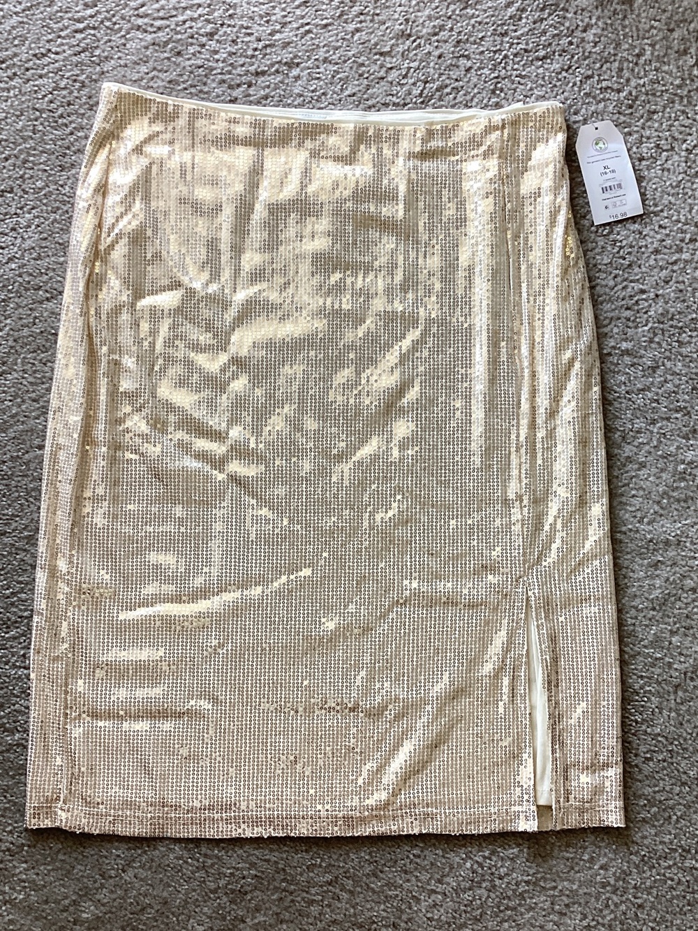 Time and Tru Gold Sequin Pencil Skirt, XL 16-18